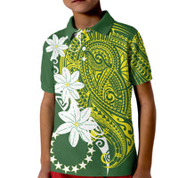 Cook Islands Maori Language Week Kid Polo Shirt Tiare Maori Kuki Airani Green Pattern LT22 Kid Green - Polynesian Pride