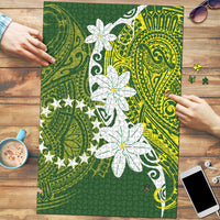 Cook Islands Maori Language Week Puzzle Tiare Maori Kuki Airani Green Pattern LT22 Green - Polynesian Pride