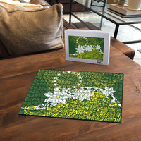 Cook Islands Maori Language Week Puzzle Tiare Maori Kuki Airani Green Pattern LT22 - Polynesian Pride