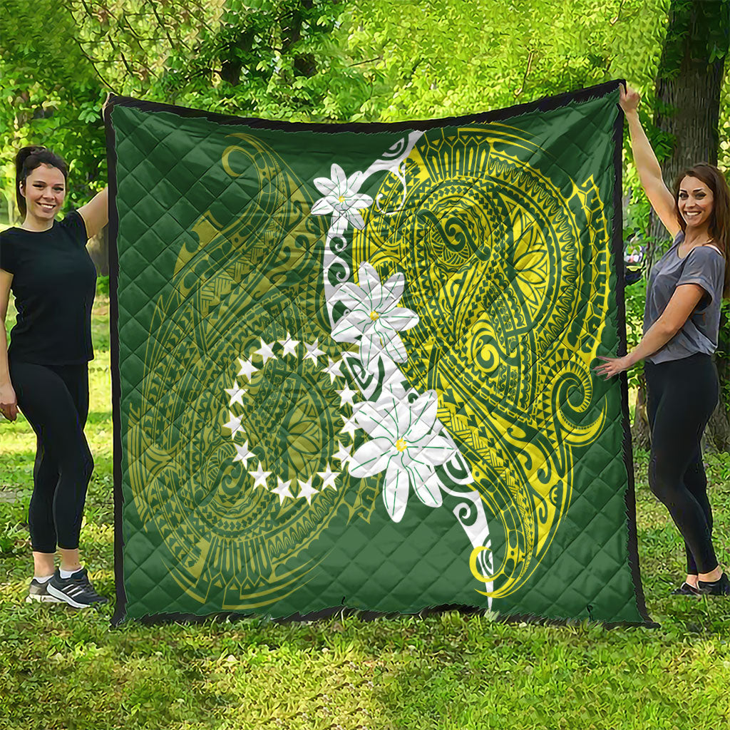 Cook Islands Maori Language Week Quilt Tiare Maori Kuki Airani Green Pattern