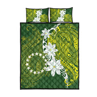 Cook Islands Maori Language Week Quilt Bed Set Tiare Maori Kuki Airani Green Pattern LT22 - Polynesian Pride