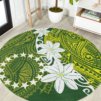 Cook Islands Maori Language Week Round Carpet Tiare Maori Kuki Airani Green Pattern LT22 Green - Polynesian Pride