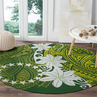 Cook Islands Maori Language Week Round Carpet Tiare Maori Kuki Airani Green Pattern LT22 - Polynesian Pride