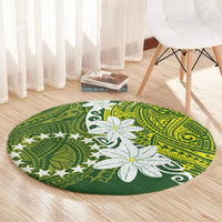 Cook Islands Maori Language Week Round Carpet Tiare Maori Kuki Airani Green Pattern LT22 - Polynesian Pride