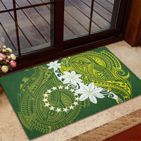 Cook Islands Maori Language Week Rubber Doormat Tiare Maori Kuki Airani Green Pattern LT22 - Polynesian Pride