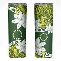 Cook Islands Maori Language Week Skinny Tumbler Tiare Maori Kuki Airani Green Pattern LT22 Green - Polynesian Pride