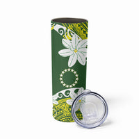 Cook Islands Maori Language Week Skinny Tumbler Tiare Maori Kuki Airani Green Pattern LT22 - Polynesian Pride