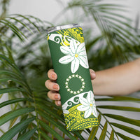 Cook Islands Maori Language Week Skinny Tumbler Tiare Maori Kuki Airani Green Pattern LT22 - Polynesian Pride