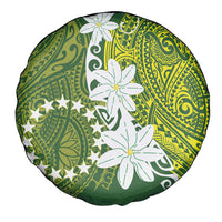 Cook Islands Maori Language Week Spare Tire Cover Tiare Maori Kuki Airani Green Pattern