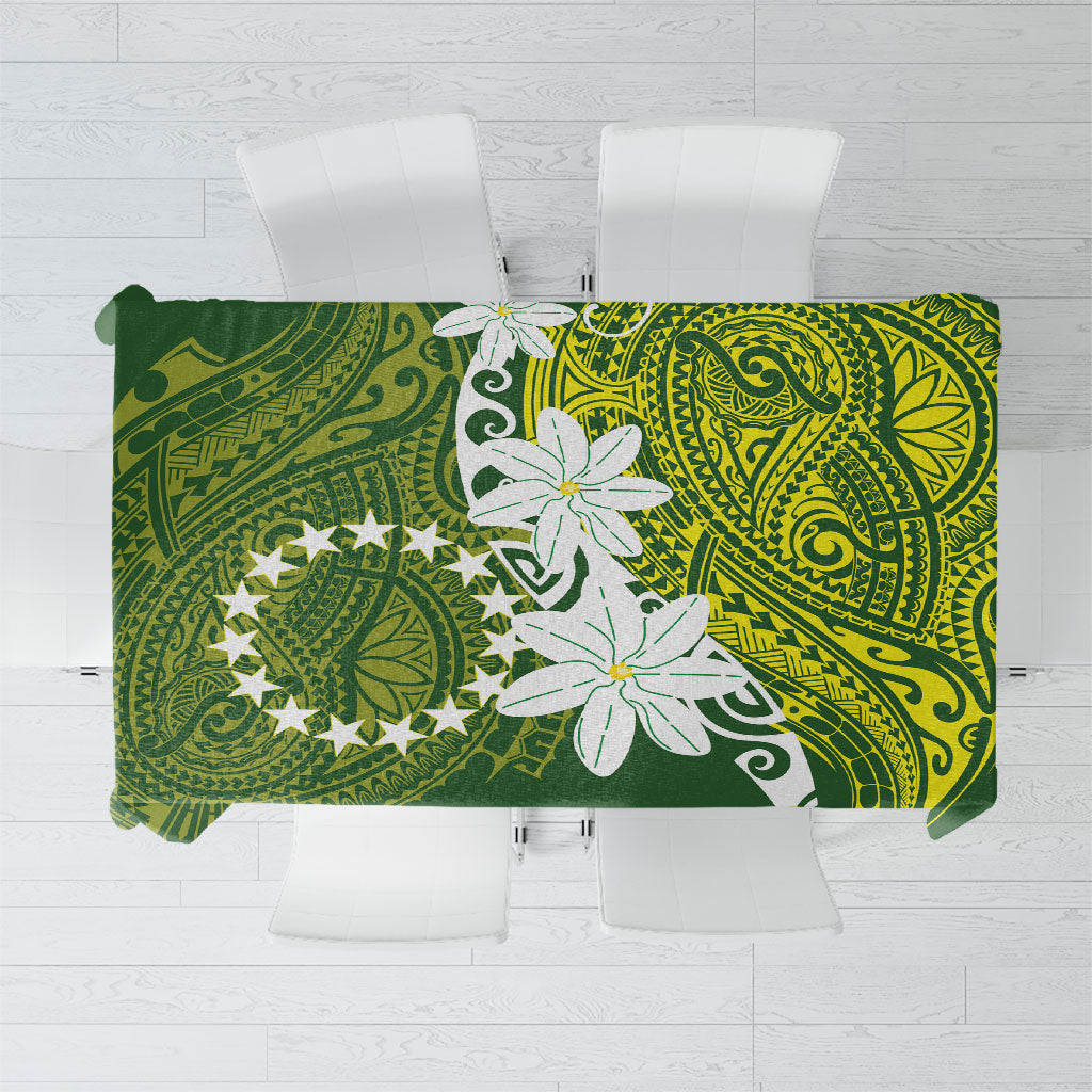 Cook Islands Maori Language Week Tablecloth Tiare Maori Kuki Airani Green Pattern LT22 Green - Polynesian Pride