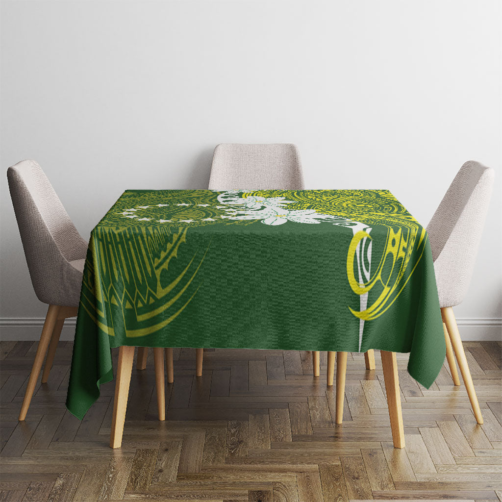 Cook Islands Maori Language Week Tablecloth Tiare Maori Kuki Airani Green Pattern LT22 - Polynesian Pride