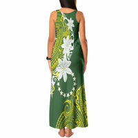 Cook Islands Maori Language Week Tank Maxi Dress Tiare Maori Kuki Airani Green Pattern LT22 - Polynesian Pride