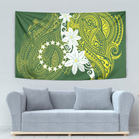 Cook Islands Maori Language Week Tapestry Tiare Maori Kuki Airani Green Pattern LT22 - Polynesian Pride
