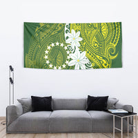 Cook Islands Maori Language Week Tapestry Tiare Maori Kuki Airani Green Pattern LT22 - Polynesian Pride