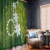 Cook Islands Maori Language Week Window Curtain Tiare Maori Kuki Airani Green Pattern LT22 - Polynesian Pride