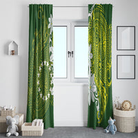 Cook Islands Maori Language Week Window Curtain Tiare Maori Kuki Airani Green Pattern LT22 - Polynesian Pride
