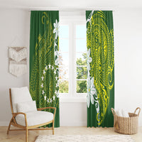 Cook Islands Maori Language Week Window Curtain Tiare Maori Kuki Airani Green Pattern LT22 - Polynesian Pride