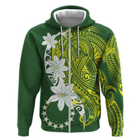 Cook Islands Maori Language Week Zip Hoodie Tiare Maori Kuki Airani Green Pattern LT22 Zip Hoodie Green - Polynesian Pride