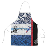 Personalised Cycling New Zealand Apron Aotearoa Map Fern Maori Pattern LT22 Blue - Polynesian Pride