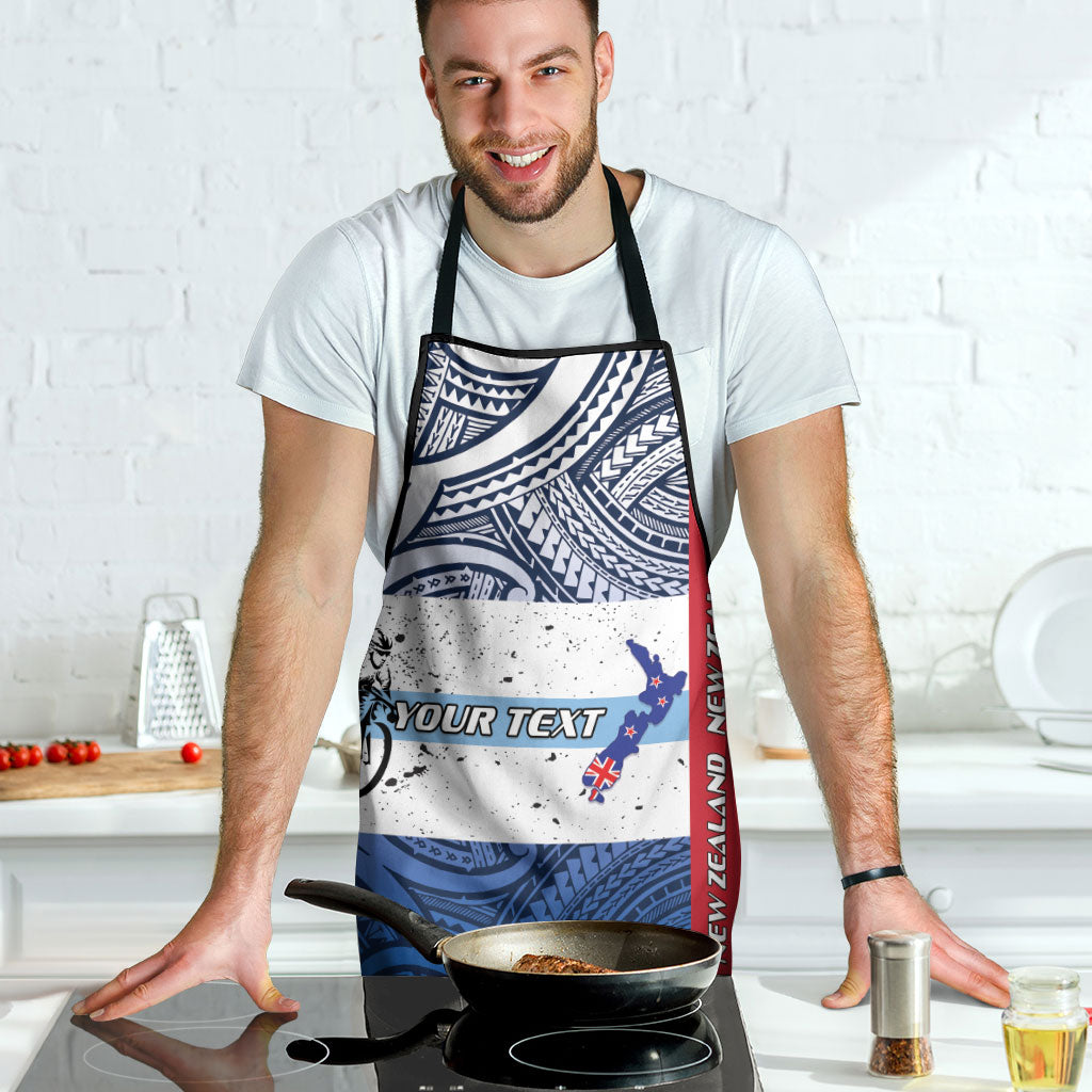 Personalised Cycling New Zealand Apron Aotearoa Map Fern Maori Pattern LT22 - Polynesian Pride