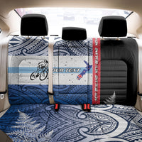 Personalised Cycling New Zealand Back Car Seat Cover Aotearoa Map Fern Maori Pattern LT22 - Polynesian Pride