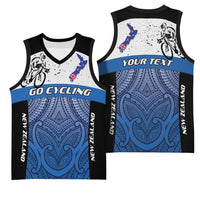 Personalised Cycling New Zealand Basketball Jersey Aotearoa Map Fern Maori Pattern LT22 - Polynesian Pride