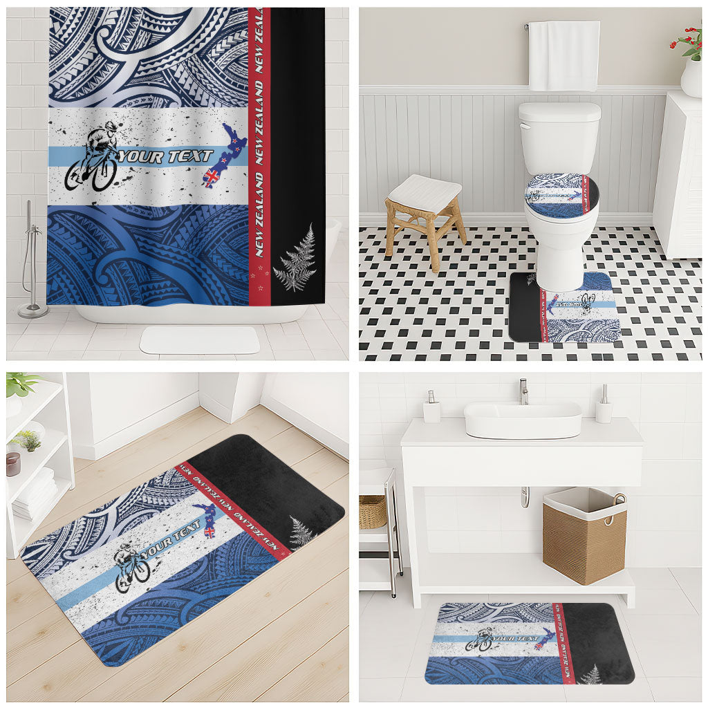 Personalised Cycling New Zealand Bathroom Set Aotearoa Map Fern Maori Pattern LT22 - Polynesian Pride