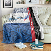 Personalised Cycling New Zealand Blanket Aotearoa Map Fern Maori Pattern LT22 Blue - Polynesian Pride