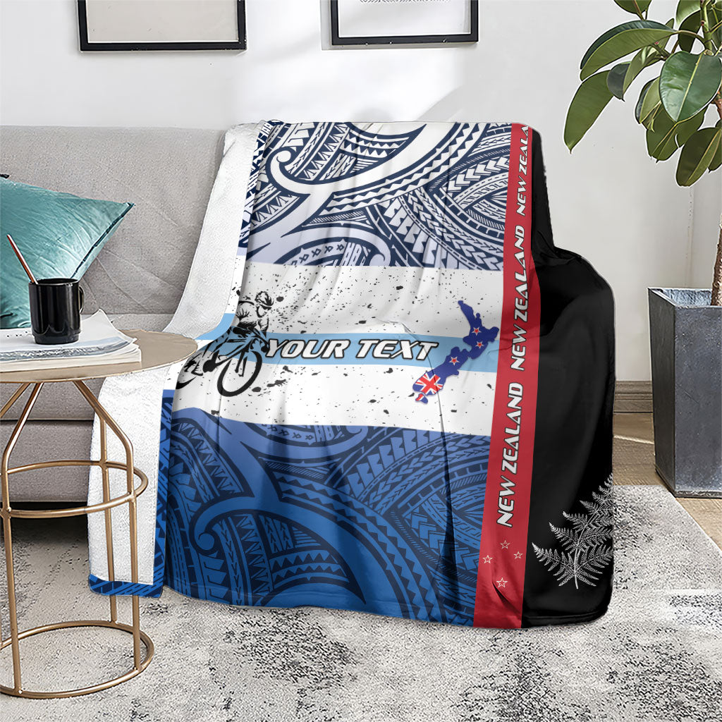 Personalised Cycling New Zealand Blanket Aotearoa Map Fern Maori Pattern LT22 - Polynesian Pride