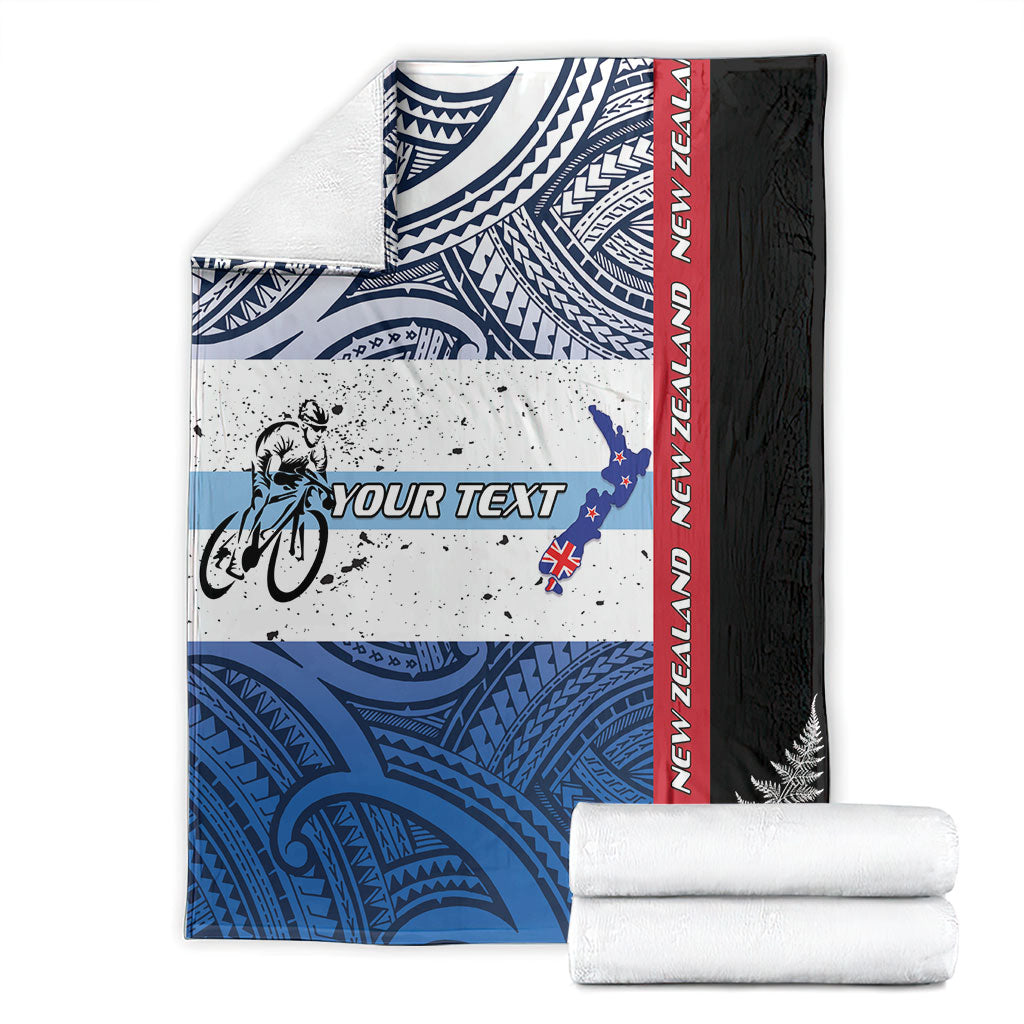 Personalised Cycling New Zealand Blanket Aotearoa Map Fern Maori Pattern LT22 - Polynesian Pride