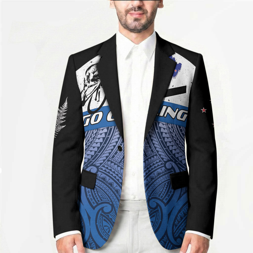 Personalised Cycling New Zealand Blazer Aotearoa Map Fern Maori Pattern LT22 - Polynesian Pride