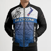 Personalised Cycling New Zealand Bomber Puffer Jacket Aotearoa Map Fern Maori Pattern LT22 - Polynesian Pride