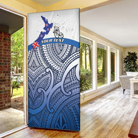 Personalised Cycling New Zealand Door Cover Aotearoa Map Fern Maori Pattern LT22 - Polynesian Pride