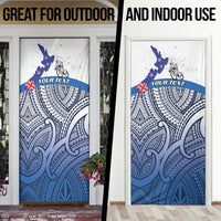 Personalised Cycling New Zealand Door Cover Aotearoa Map Fern Maori Pattern LT22 - Polynesian Pride