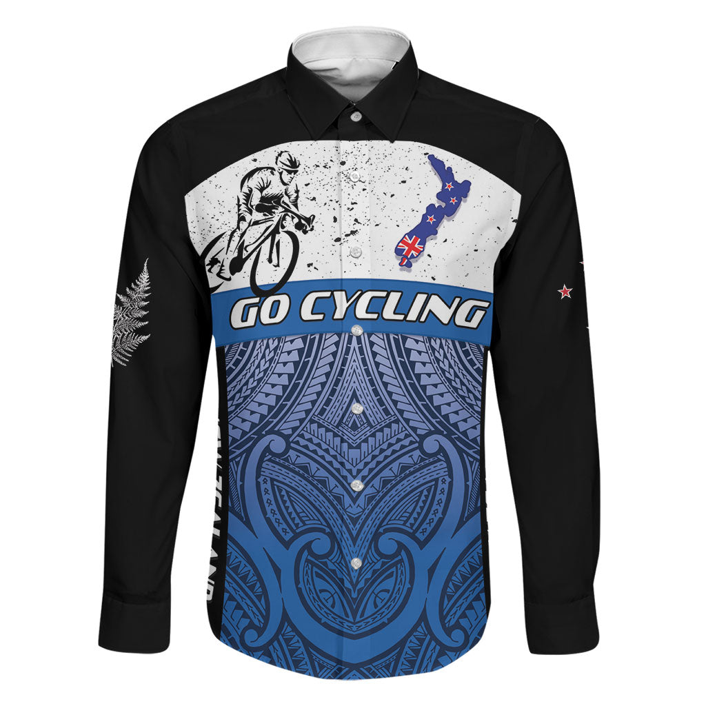 Personalised Cycling New Zealand Family Matching Long Sleeve Bodycon Dress and Hawaiian Shirt Aotearoa Map Fern Maori Pattern
