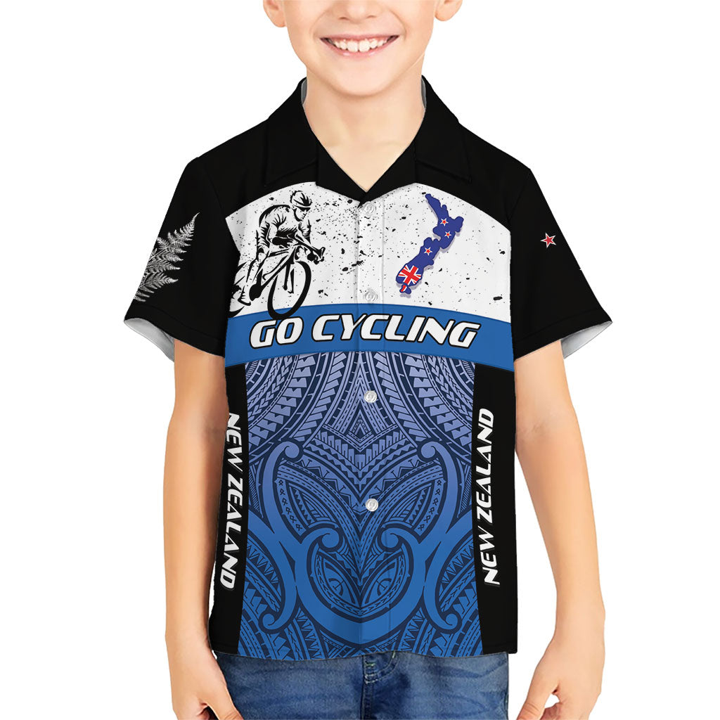 Personalised Cycling New Zealand Family Matching Mermaid Dress and Hawaiian Shirt Aotearoa Map Fern Maori Pattern
