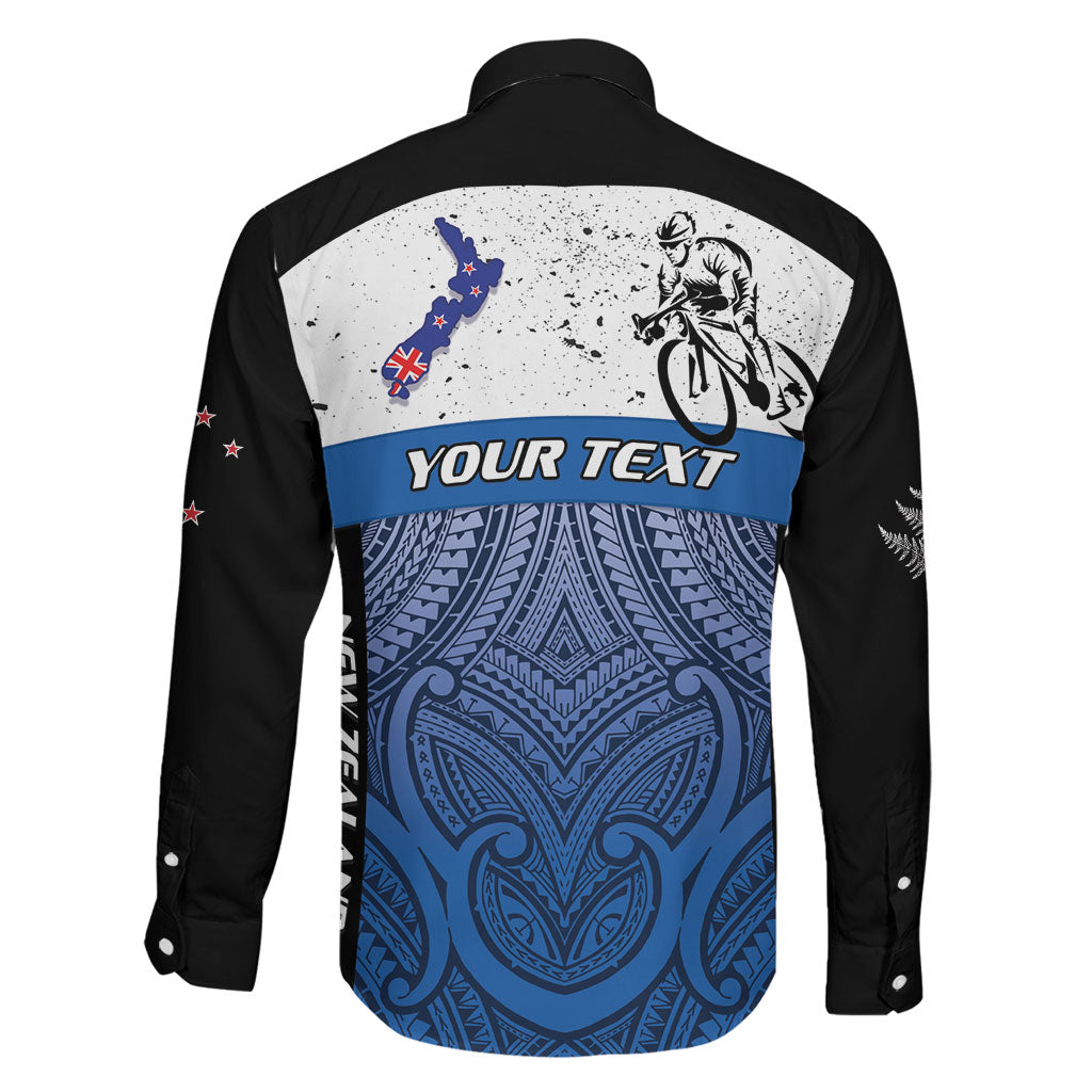 Personalised Cycling New Zealand Family Matching Off Shoulder Short Dress and Hawaiian Shirt Aotearoa Map Fern Maori Pattern