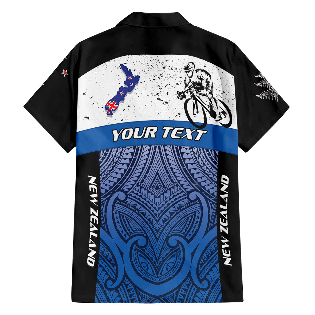 Personalised Cycling New Zealand Family Matching Tank Maxi Dress and Hawaiian Shirt Aotearoa Map Fern Maori Pattern