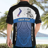 Personalised Cycling New Zealand Hawaiian Shirt Aotearoa Map Fern Maori Pattern LT22 - Polynesian Pride