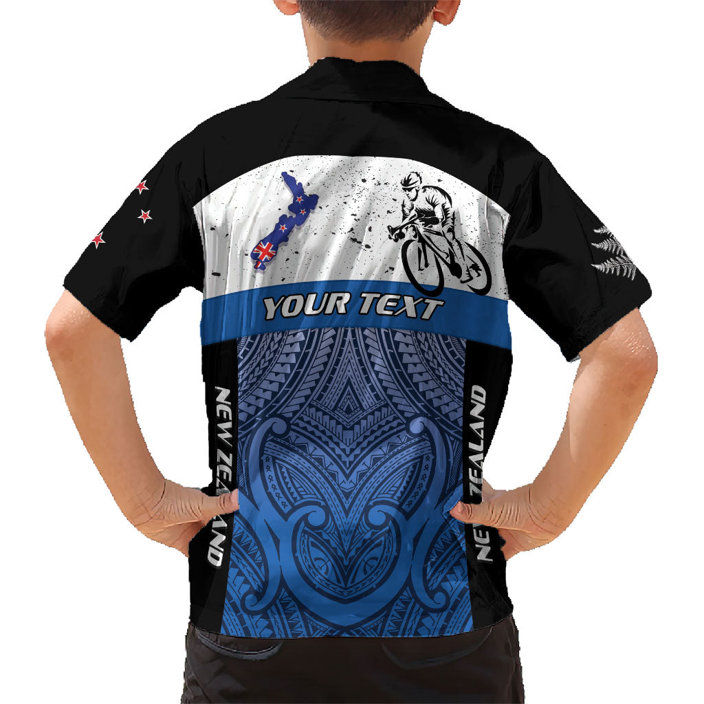 Personalised Cycling New Zealand Hawaiian Shirt Aotearoa Map Fern Maori Pattern LT22 - Polynesian Pride