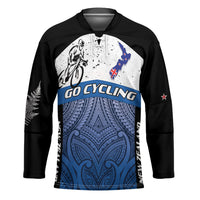Personalised Cycling New Zealand Hockey Jersey Aotearoa Map Fern Maori Pattern LT22 Unisex Blue - Polynesian Pride