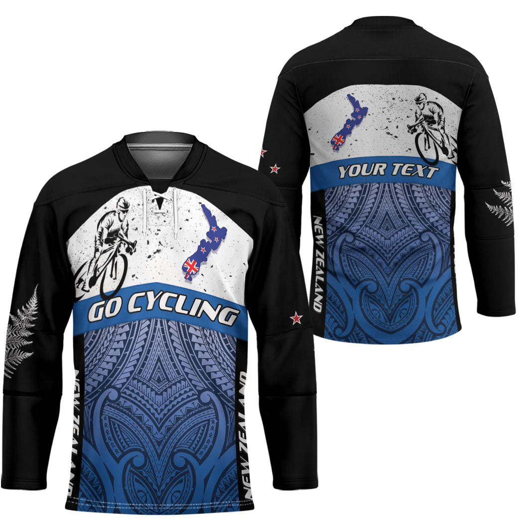 Personalised Cycling New Zealand Hockey Jersey Aotearoa Map Fern Maori Pattern LT22 - Polynesian Pride