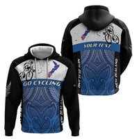 Personalised Cycling New Zealand Hoodie Aotearoa Map Fern Maori Pattern