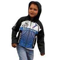 Personalised Cycling New Zealand Kid Hoodie Aotearoa Map Fern Maori Pattern LT22 - Polynesian Pride