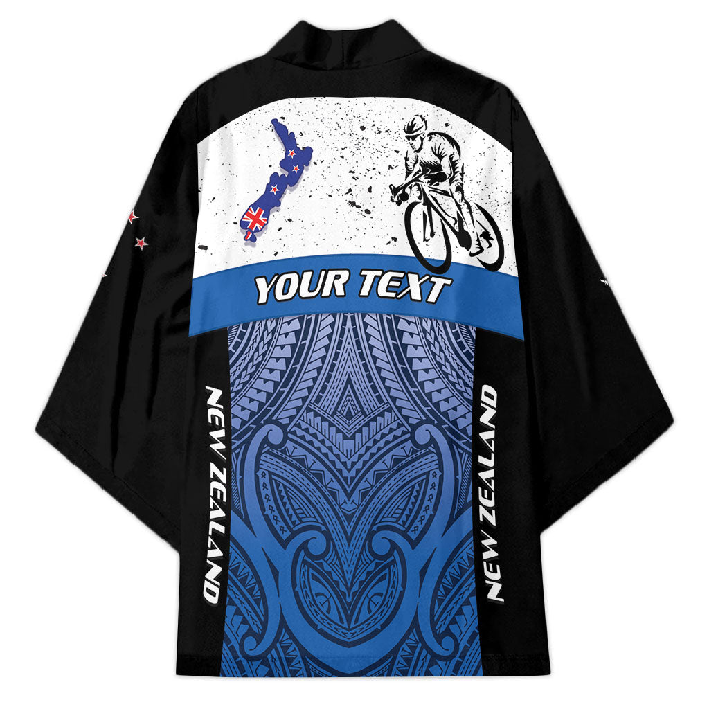 Personalised Cycling New Zealand Kimono Aotearoa Map Fern Maori Pattern LT22 - Polynesian Pride