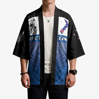 Personalised Cycling New Zealand Kimono Aotearoa Map Fern Maori Pattern LT22 - Polynesian Pride