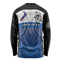 Personalised Cycling New Zealand Long Sleeve Shirt Aotearoa Map Fern Maori Pattern LT22 - Polynesian Pride