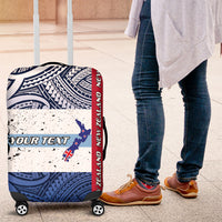 Personalised Cycling New Zealand Luggage Cover Aotearoa Map Fern Maori Pattern LT22 Blue - Polynesian Pride