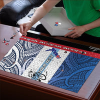Personalised Cycling New Zealand Puzzle Aotearoa Map Fern Maori Pattern LT22 - Polynesian Pride