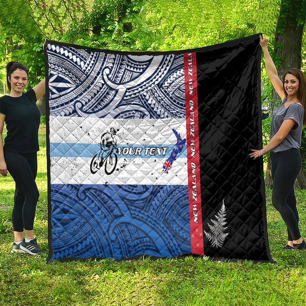 Personalised Cycling New Zealand Quilt Aotearoa Map Fern Maori Pattern LT22 - Polynesian Pride